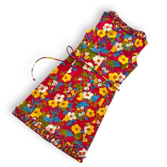 Vintage McMullen Sleeveless Floral Dress Ruffle Neck/Hem Hidden Backzip, Pockets - Picture 10 of 10